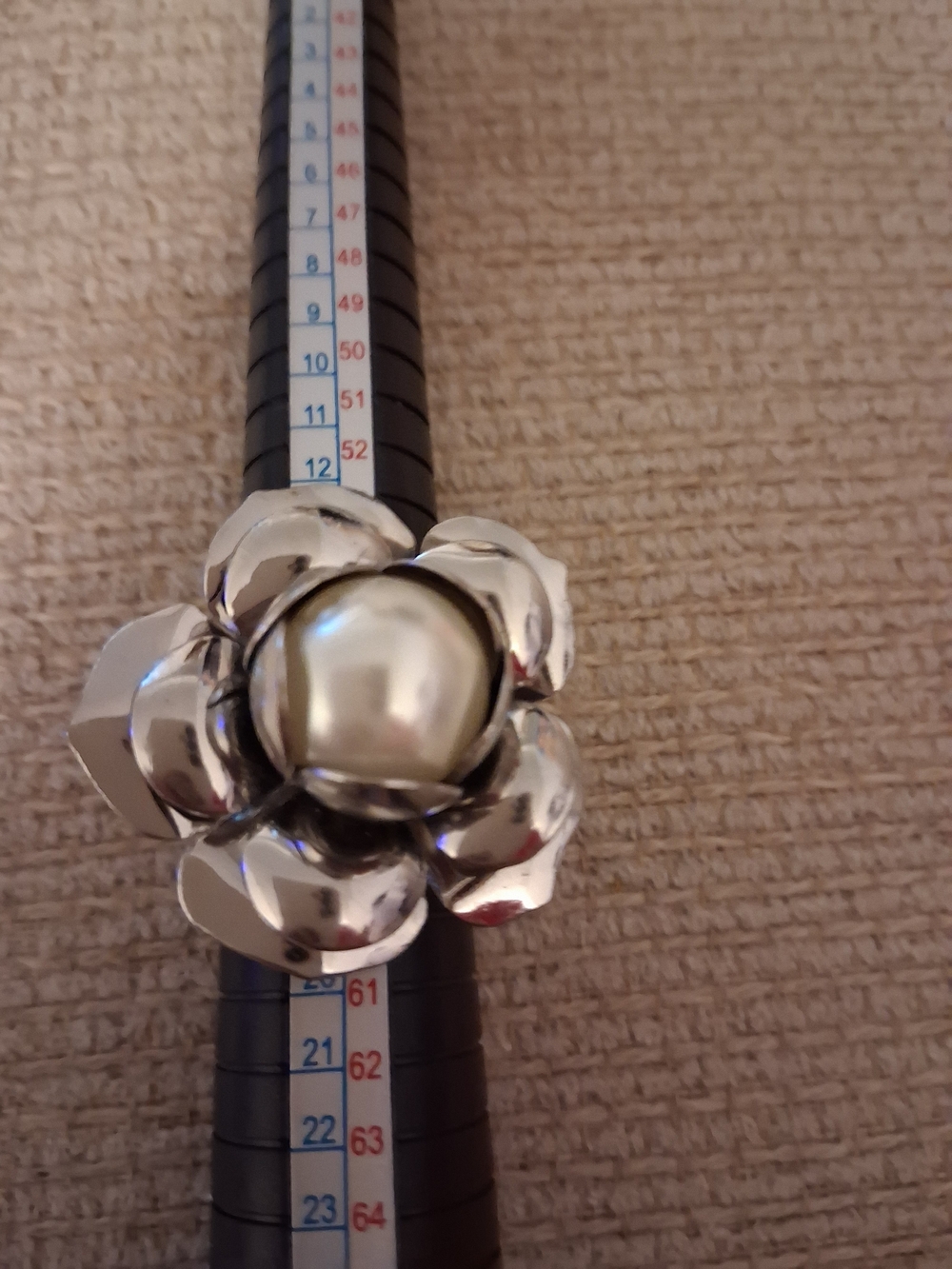 Silver Floral Statement Ring with Pearl Accent - Women's Accessories